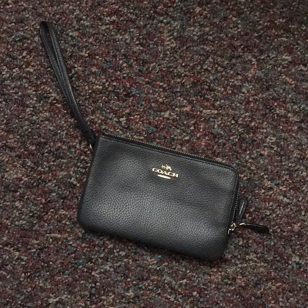 Black COACH wristlet wallet